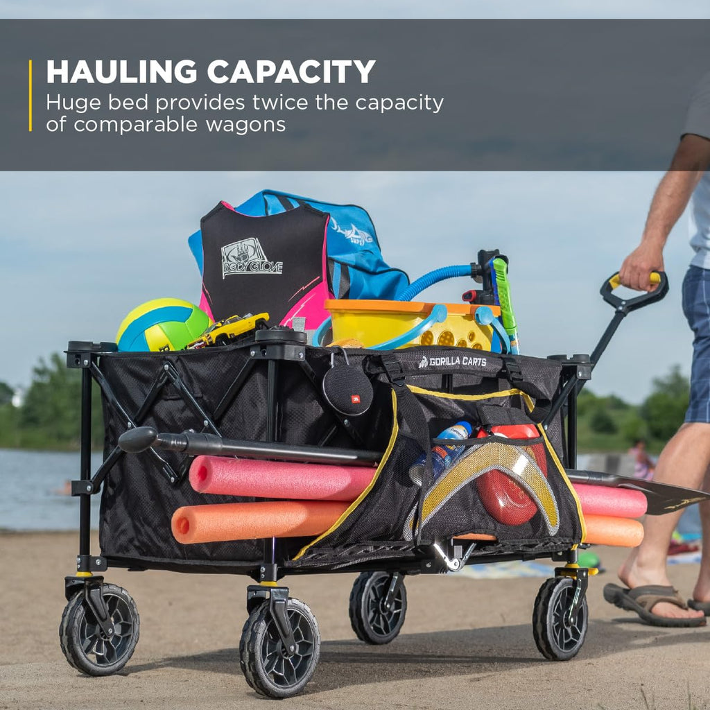 Collapsible Folding Outdoor Utility Wagon, 7 Cu Ft, Black Z12985