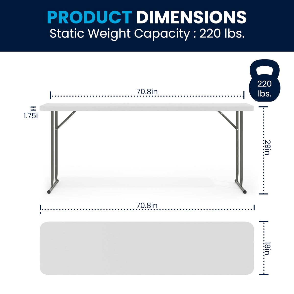 Plastic Folding Table, Granite White, 10-Pack Z61199