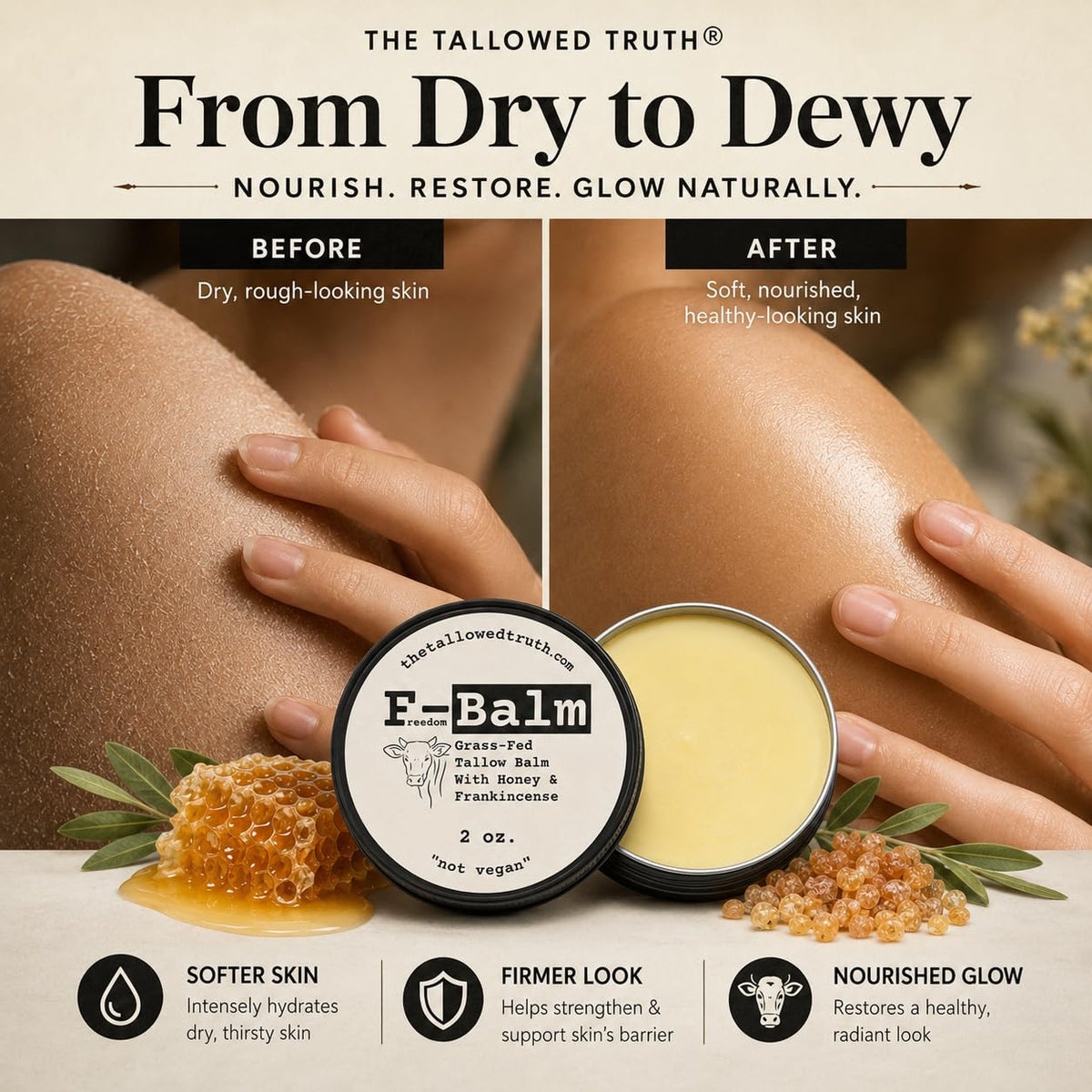 Beef Tallow and Honey Balm, 2 oz B867