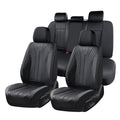 Black Leather Full Set Waterproof Car Seat Covers U508