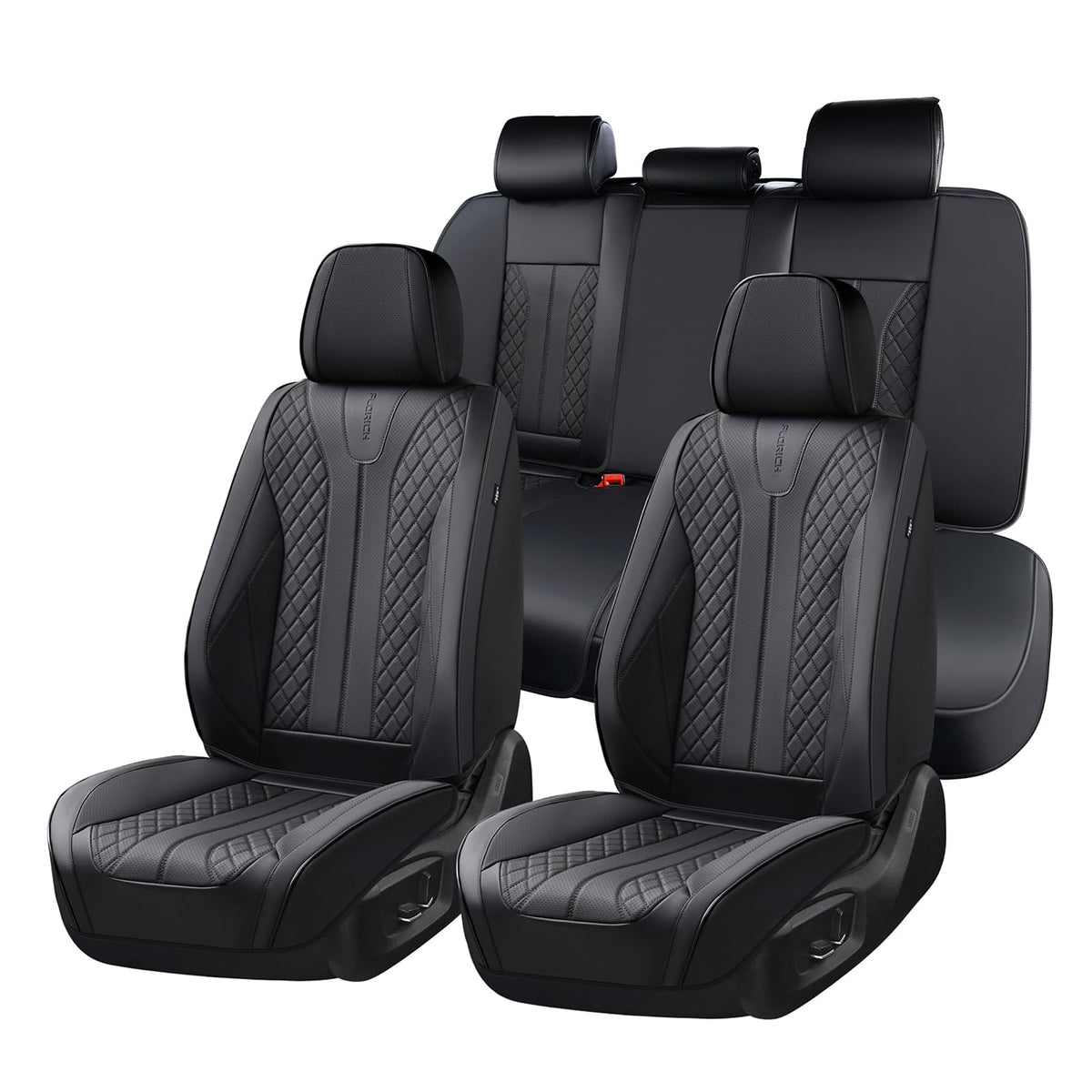 Black Leather Full Set Waterproof Car Seat Covers U508