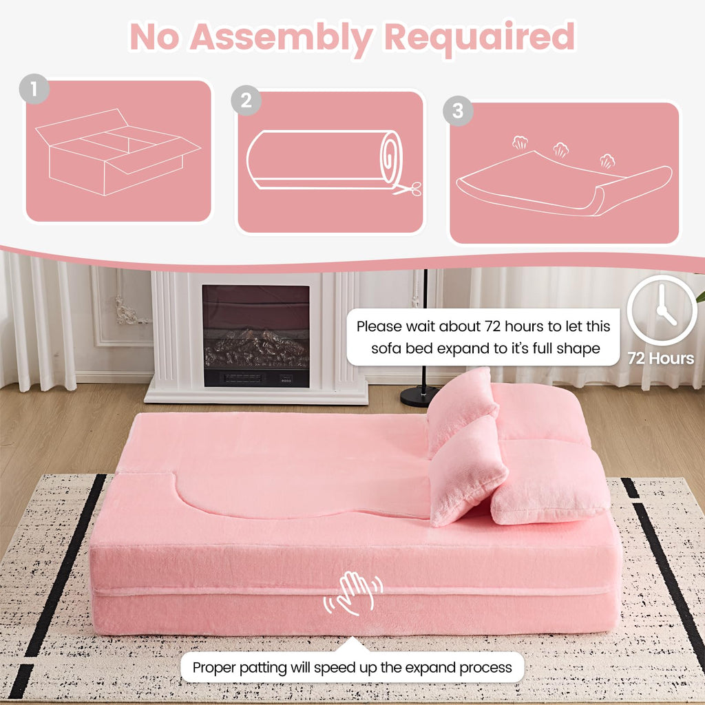 Pink Convertible Sofa Bed W952