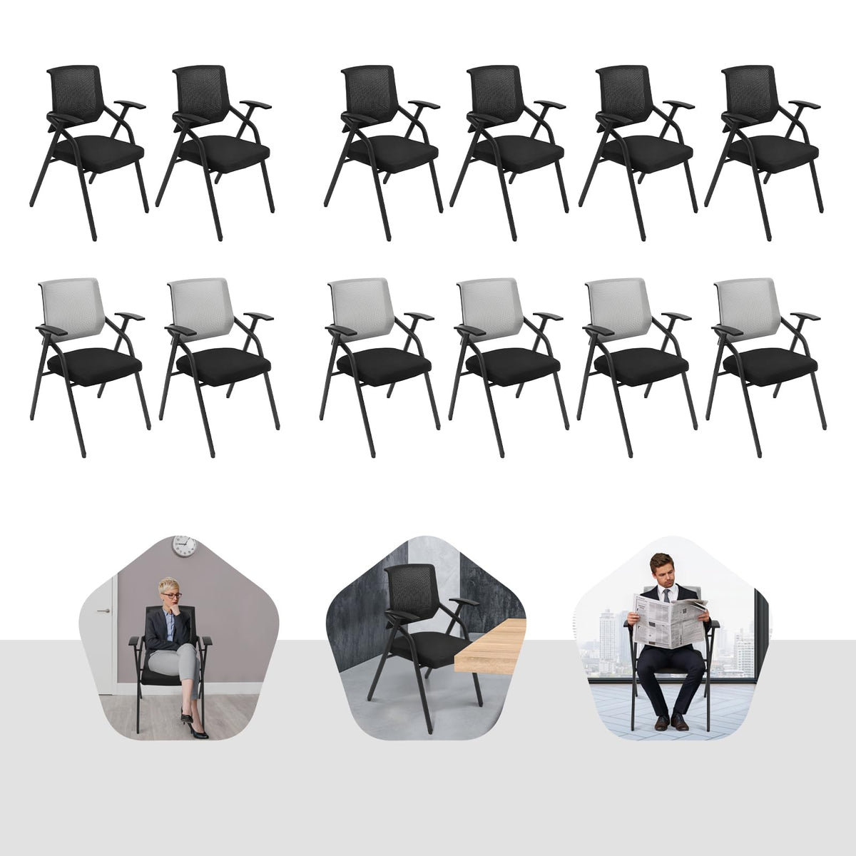 2 Pack Grey Mesh Office Chair with Arms Z44687