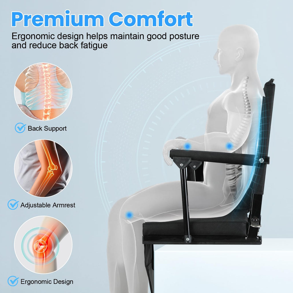 2 Pcs Folding Stadium Seats with Back Support & Cushion S6926