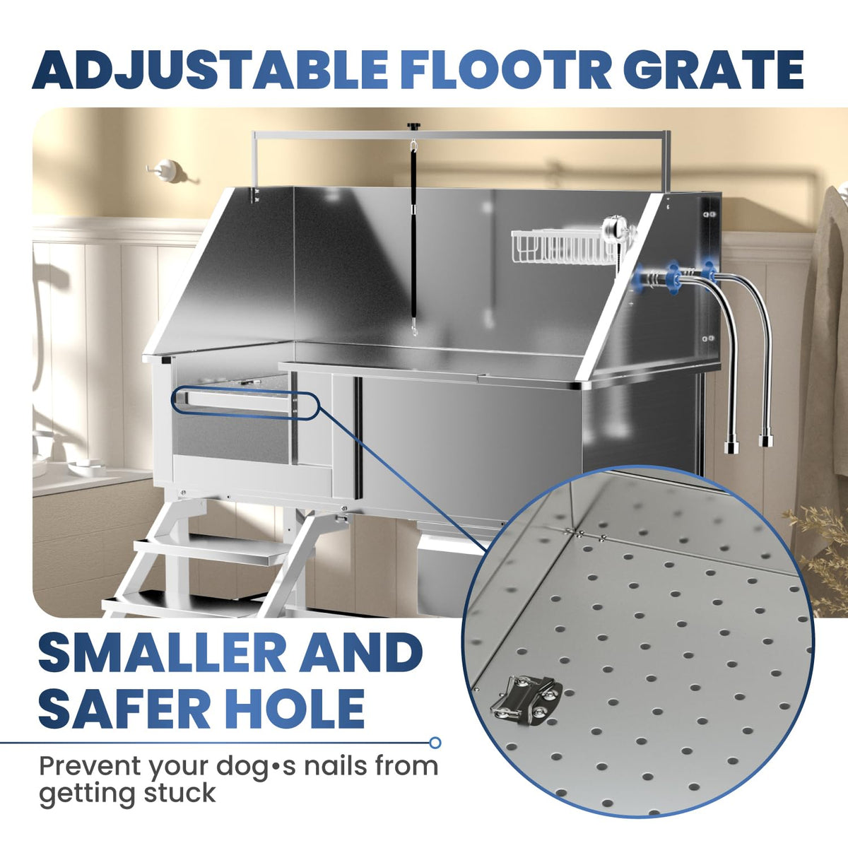 46" Stainless Steel Dog Washing Station with Stairs D7398