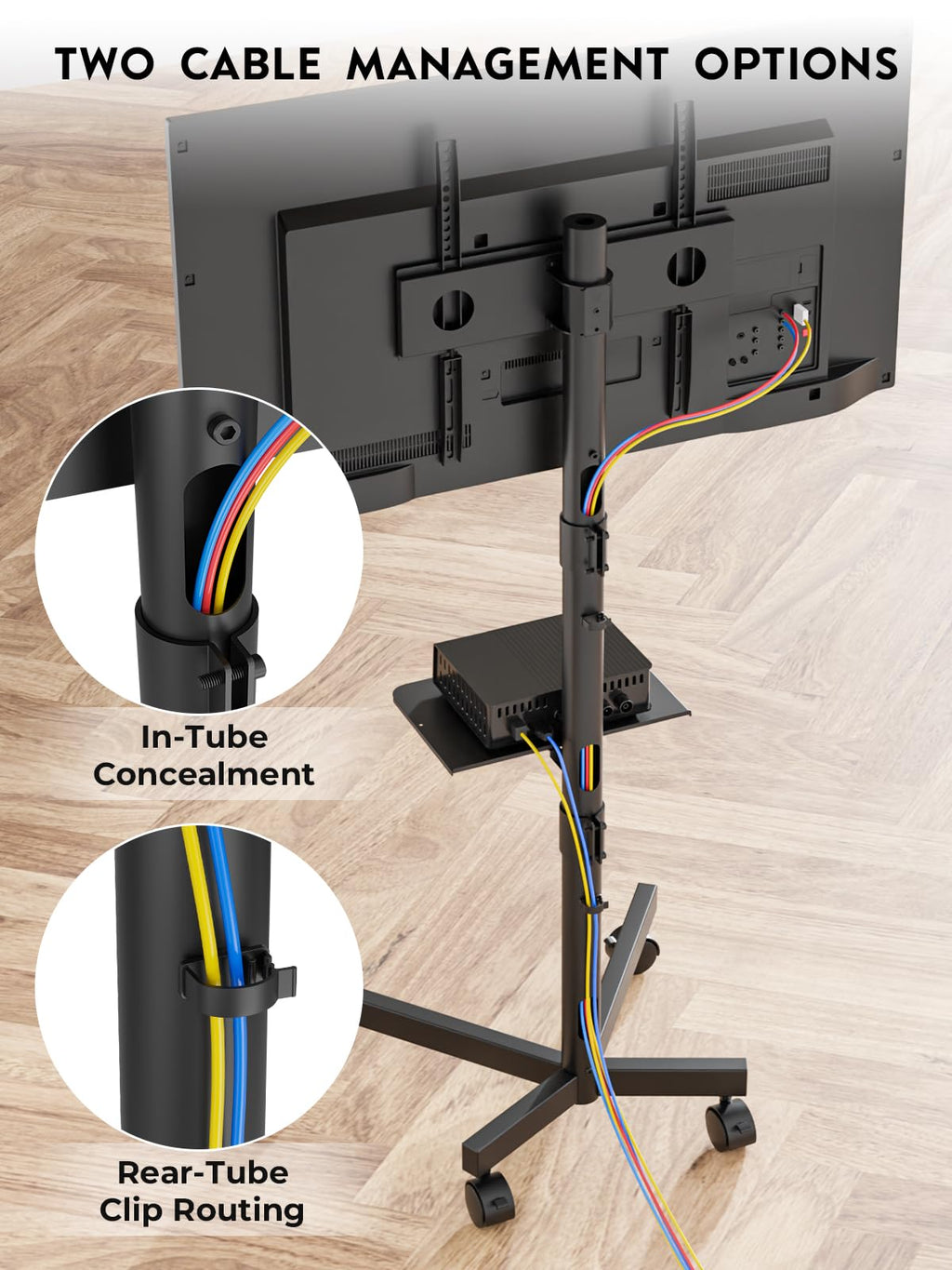 Black Rolling TV Stand for 23-65 Inch TVs Z627