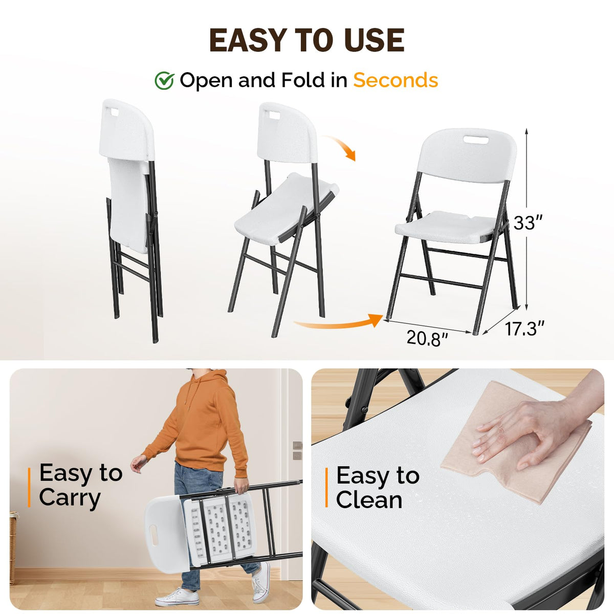 White 4 Pack Folding Chairs K45126