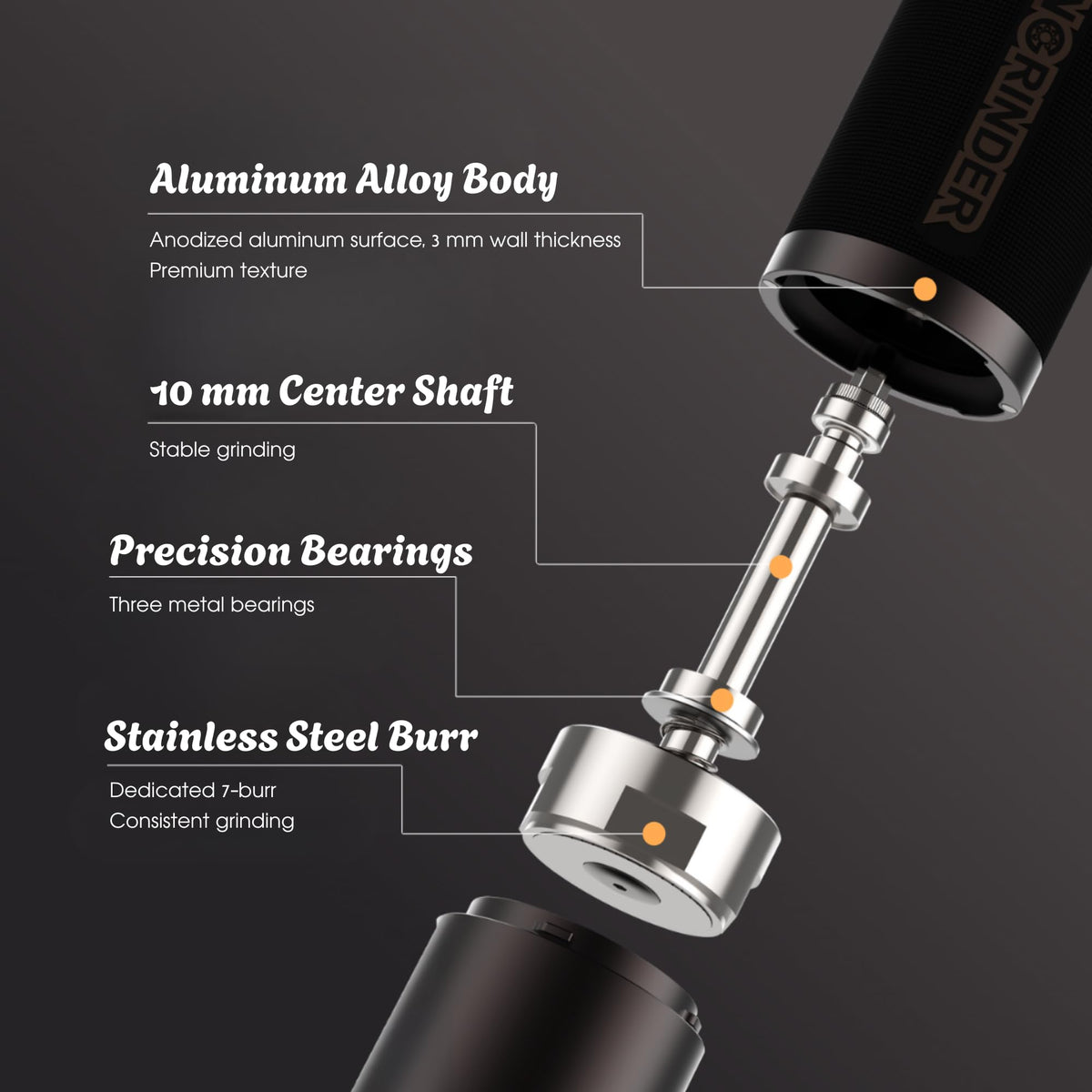 Manual Stainless Burr Coffee Grinder N414030