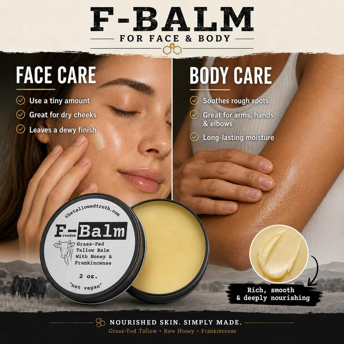 Beef Tallow and Honey Balm, 2 oz B867