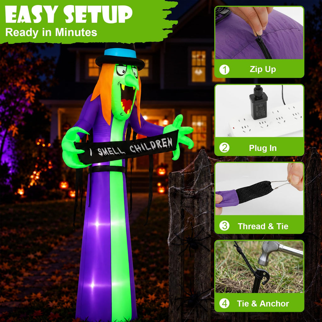 8FT LED Inflatable Witch Yard Decor B543