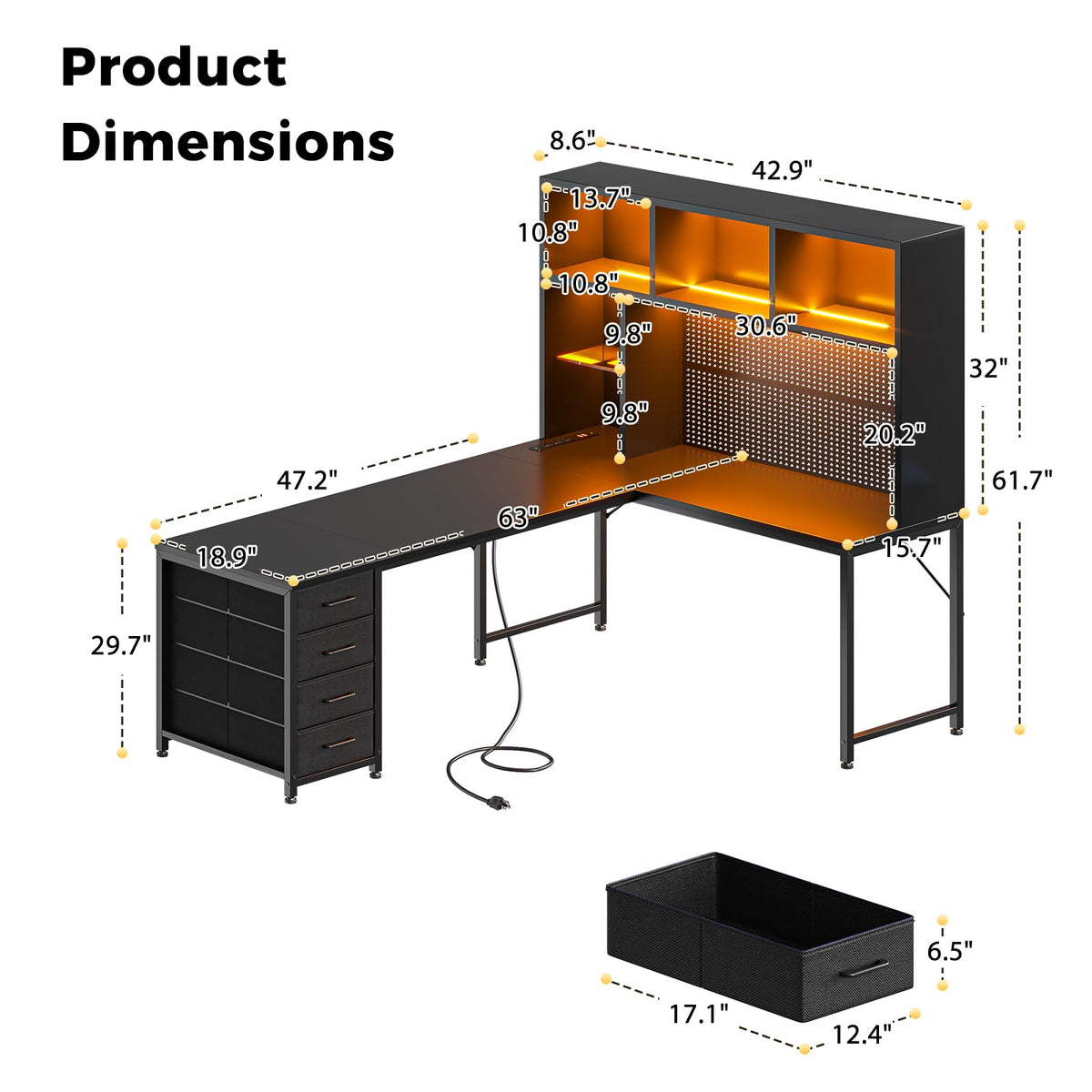 63" L Shaped Desk H559743
