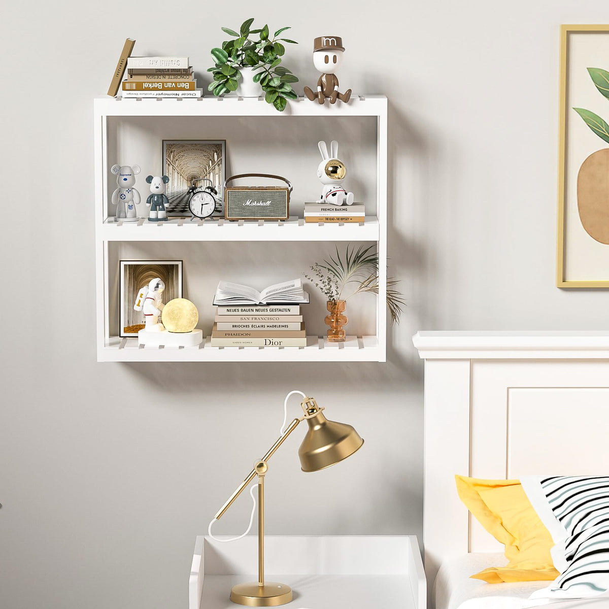 White 3 Tier Bamboo Bathroom Shelves H2843