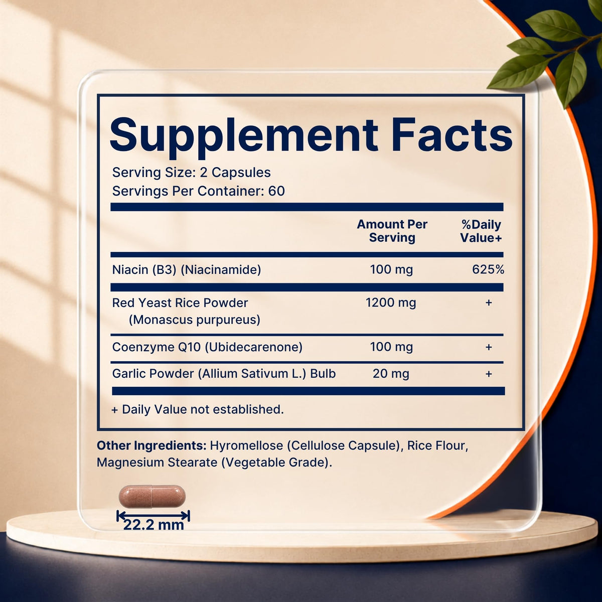 Red Yeast Rice CoQ10 Niacin Garlic 120 Veg Capsules U619