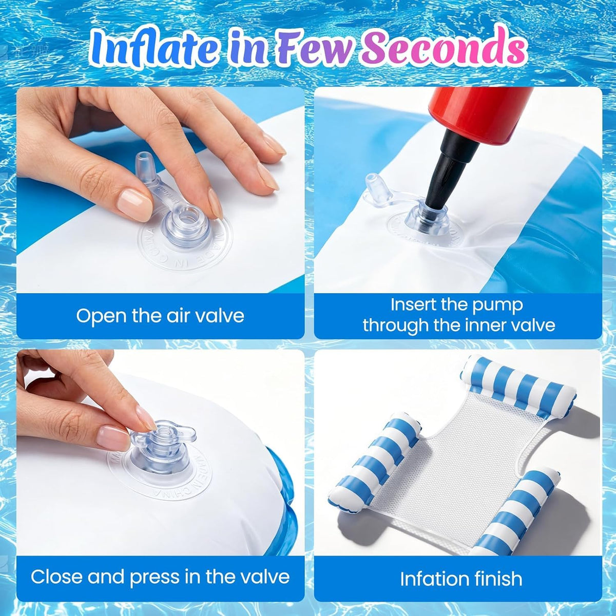 4 Pack Inflatable Pool Float Chair J59732