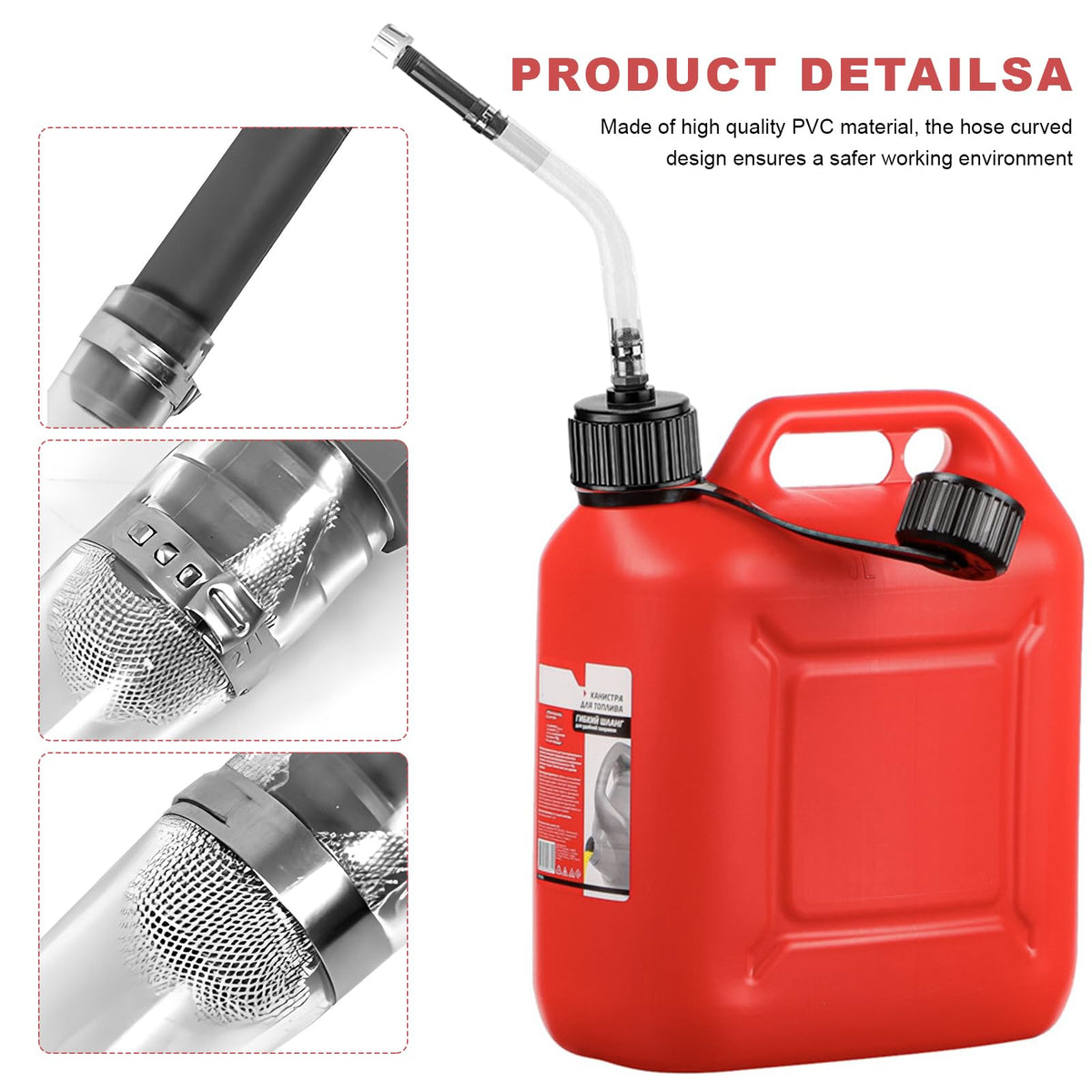 2PCS Clear Fuel Filler Jug Hose Quick Fill Spout P437