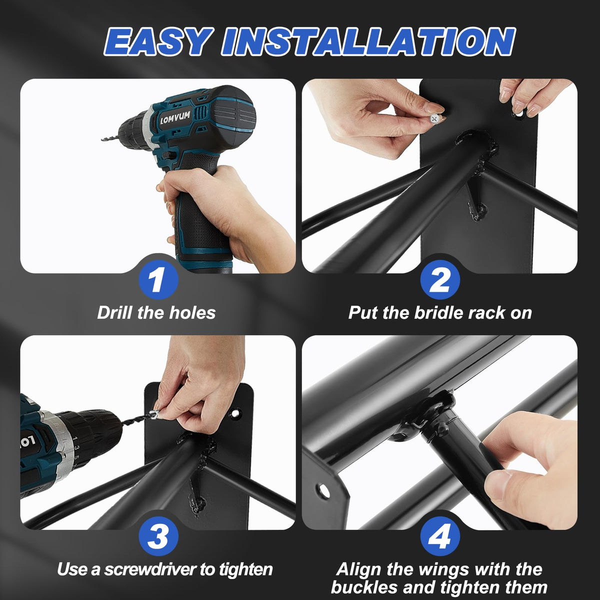 12 Pack Wall Mount Saddle Rack with Bridle Hooks P568658