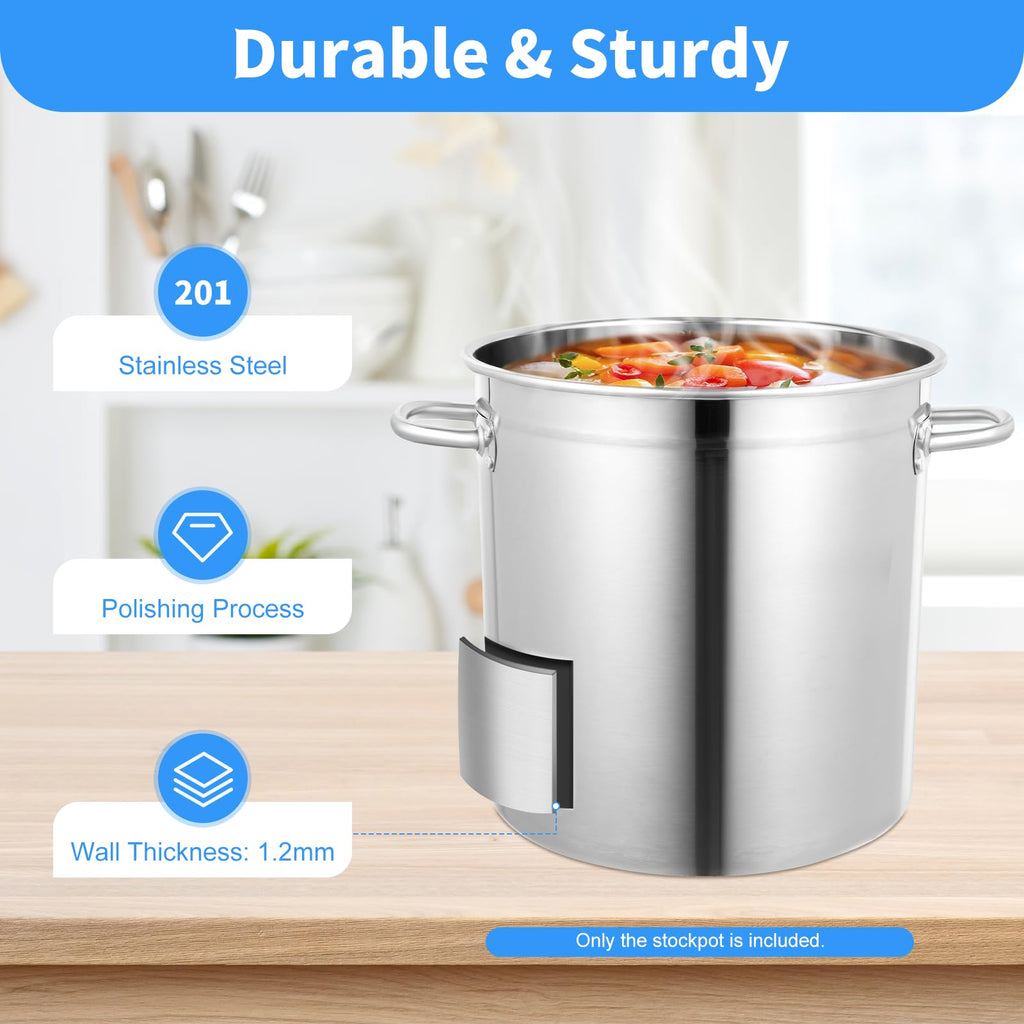 35L Stainless Steel Stockpot with Lid and 2 Handles H209853