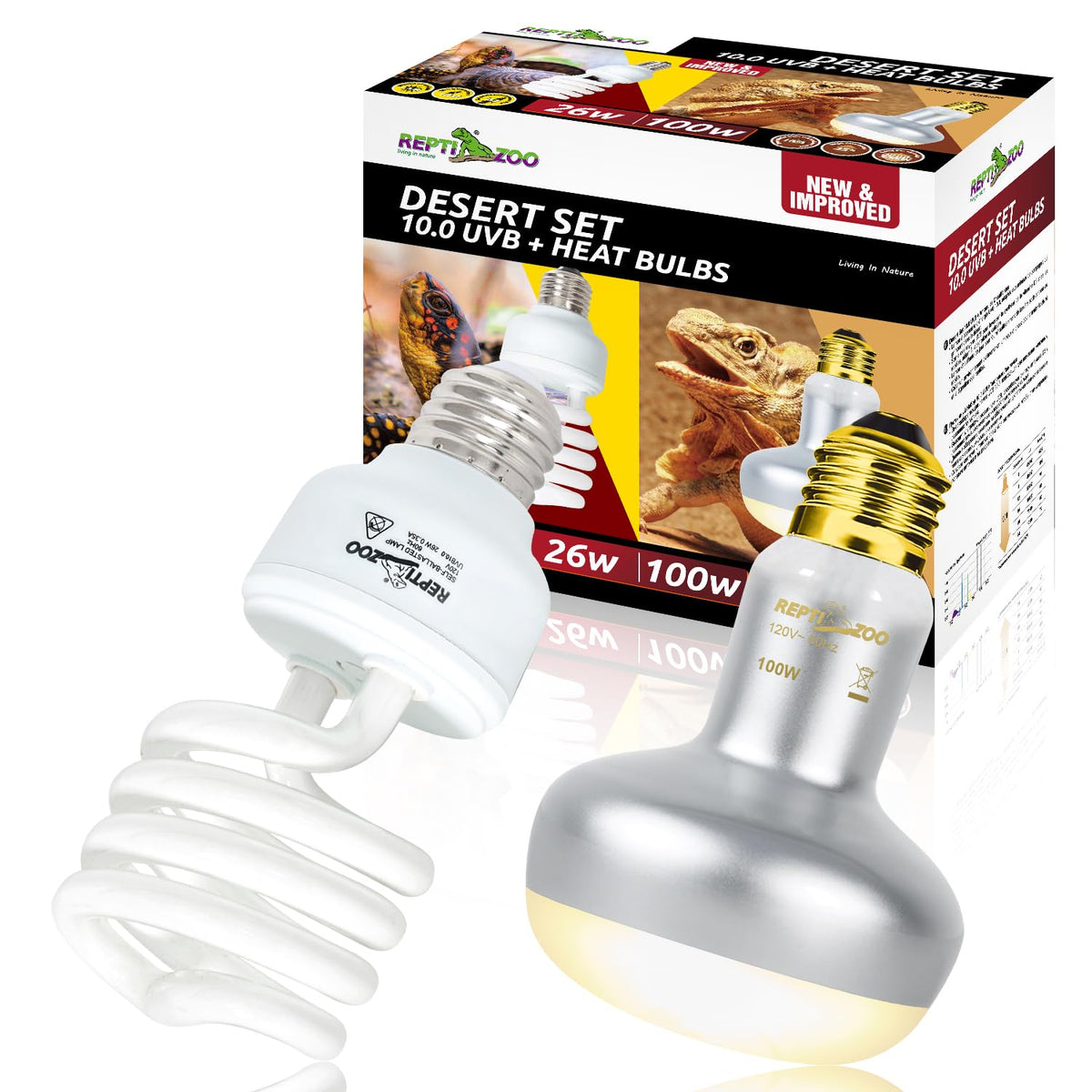 Dual Reptile Light Fixture & 100W Basking Spot Light with 26W UVA UVB Bulb Combo Pack B309447