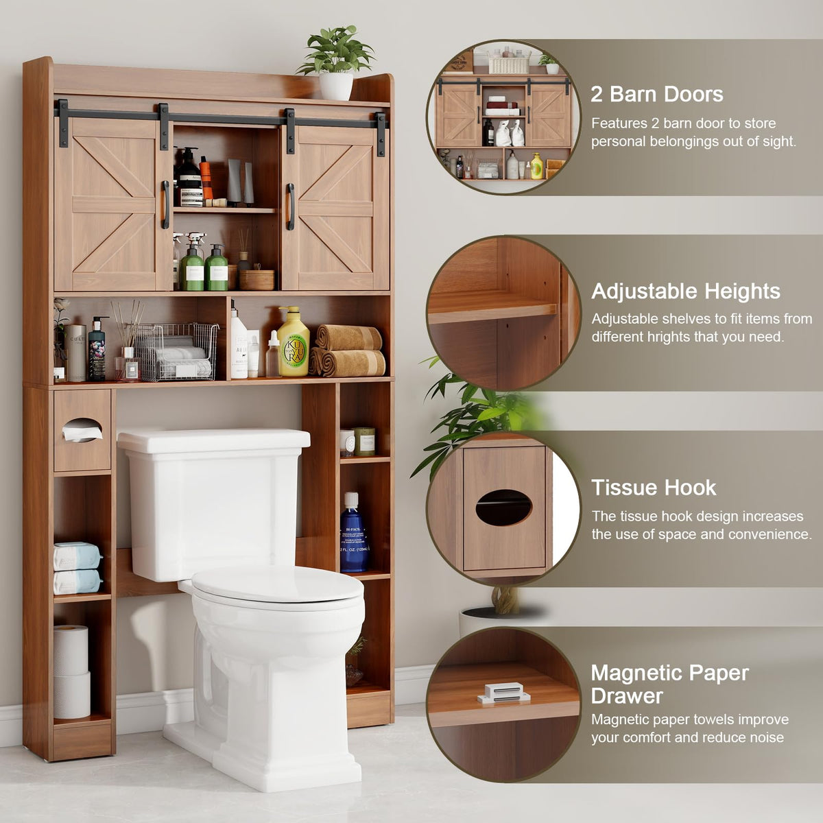 Over The Toilet Cabinet with Sliding Doors R877317