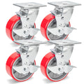 5 Inch Polyurethane Swivel Plate Casters Set of 4 with Brake M33043