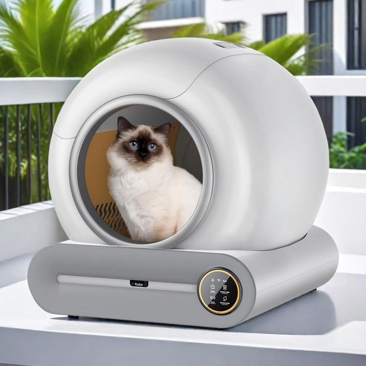Covered Self-Cleaning Litter Box with Disposable Trays O699