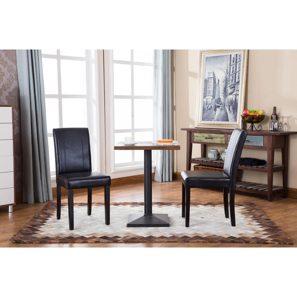 Black Faux Leather Parson Chair Set of 2 V163