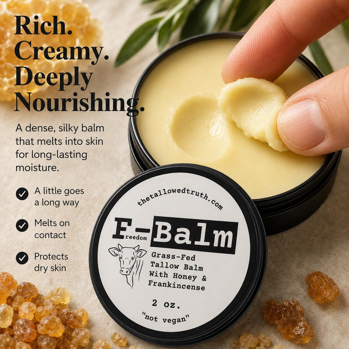 Beef Tallow and Honey Balm, 2 oz B867