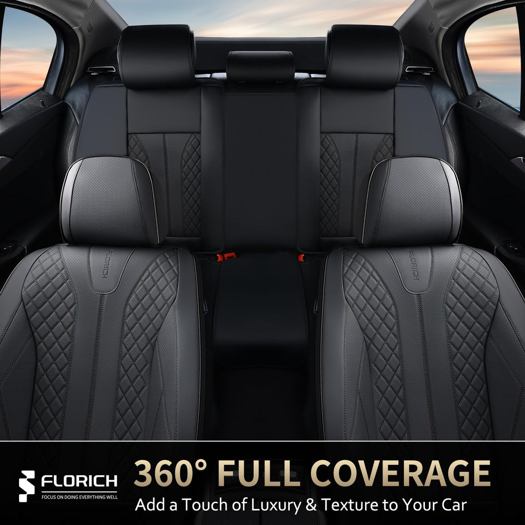 Black Leather Full Set Waterproof Car Seat Covers U508