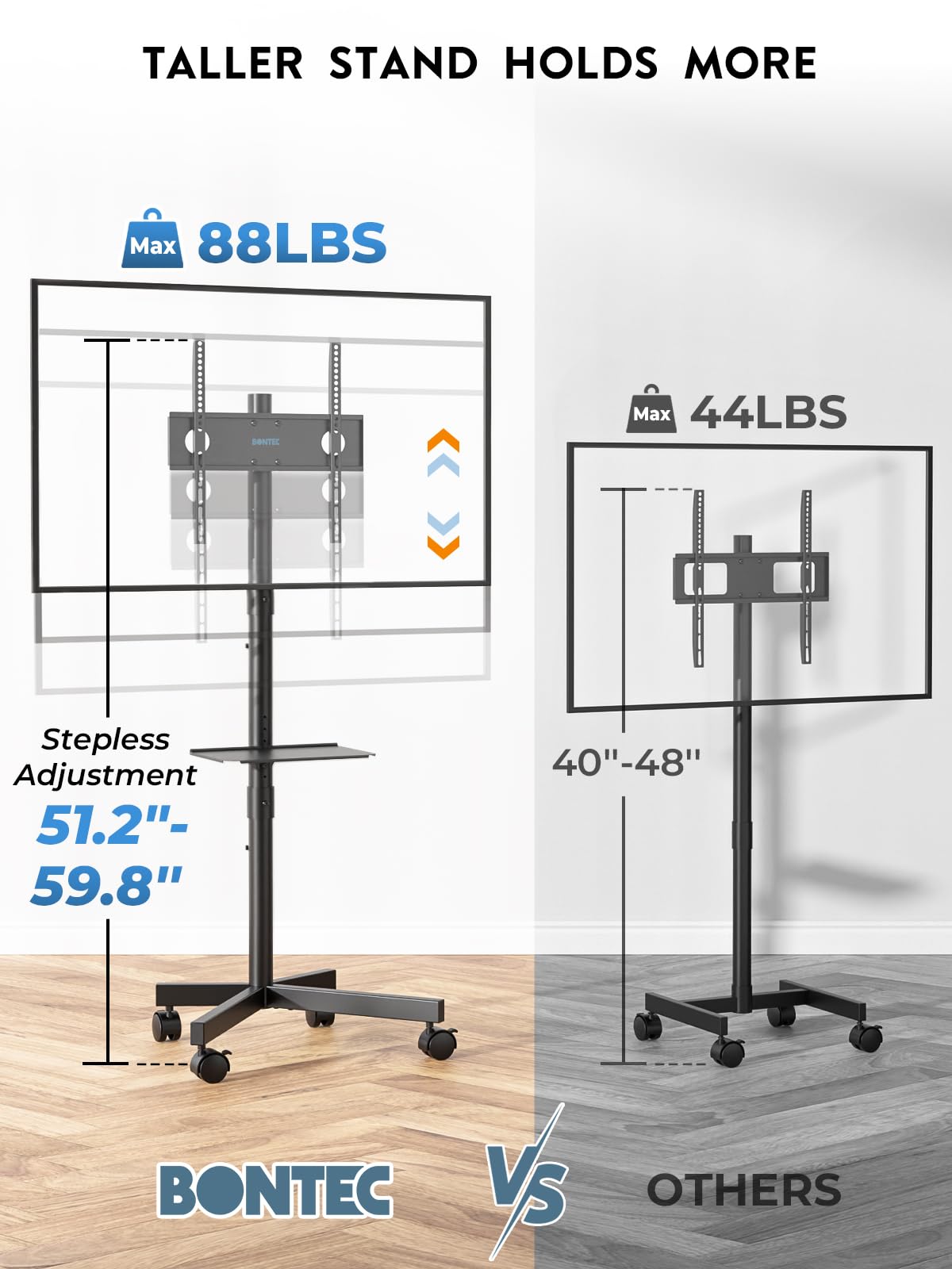 Black Rolling TV Stand for 23-65 Inch TVs Z627