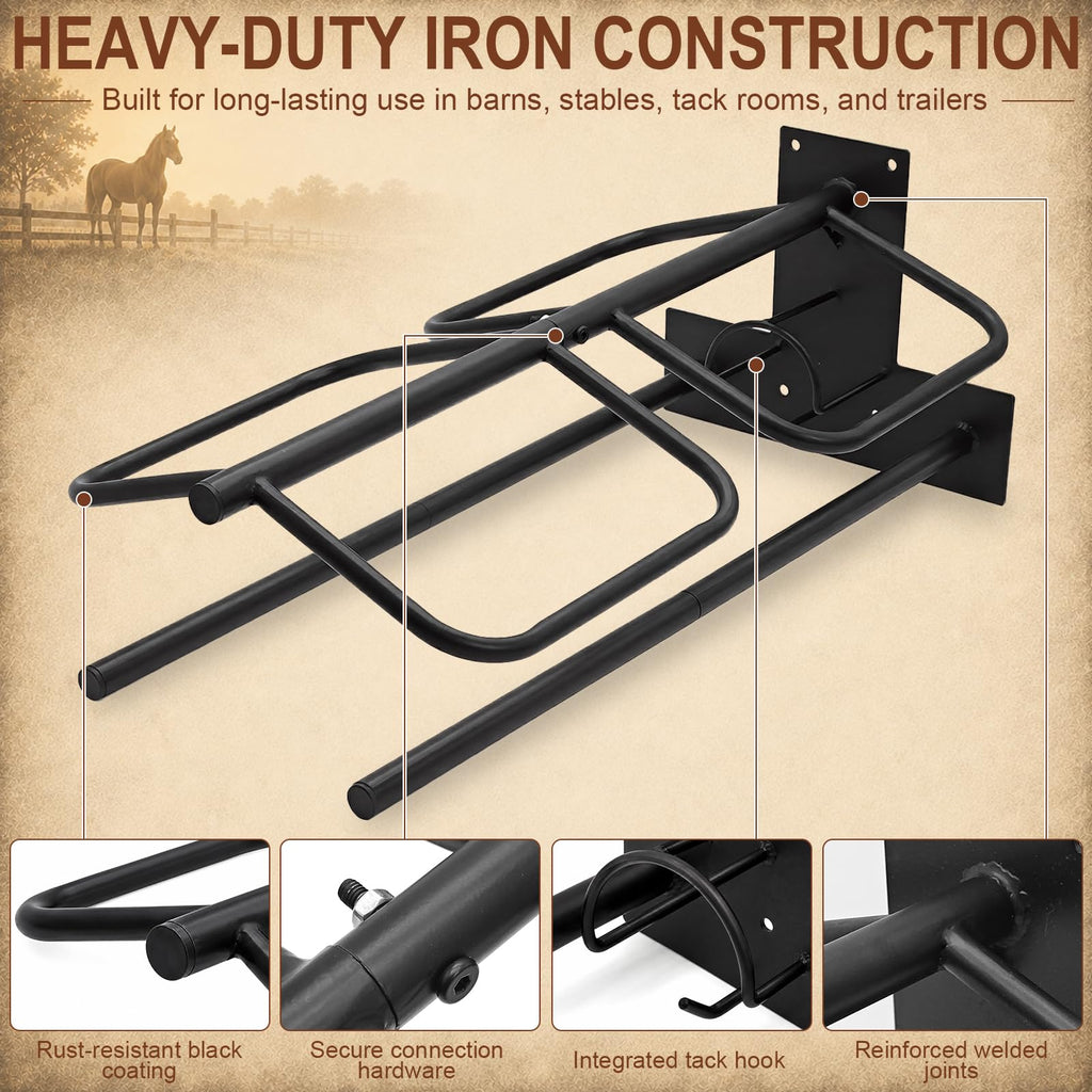 Wall Mounted Saddle Rack Set of 2, 120-lb Capacity Heavy Duty Iron Saddle Stand Z783