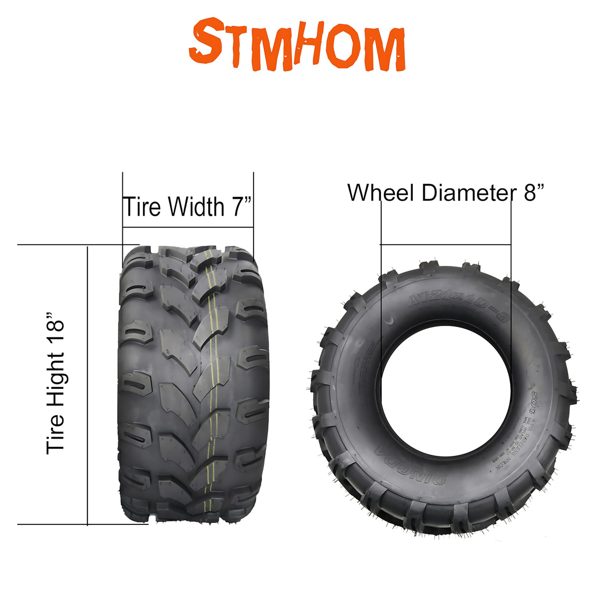 Set of 2 18X7X8 Tubeless ATV/UTV Tires 4 PR D187