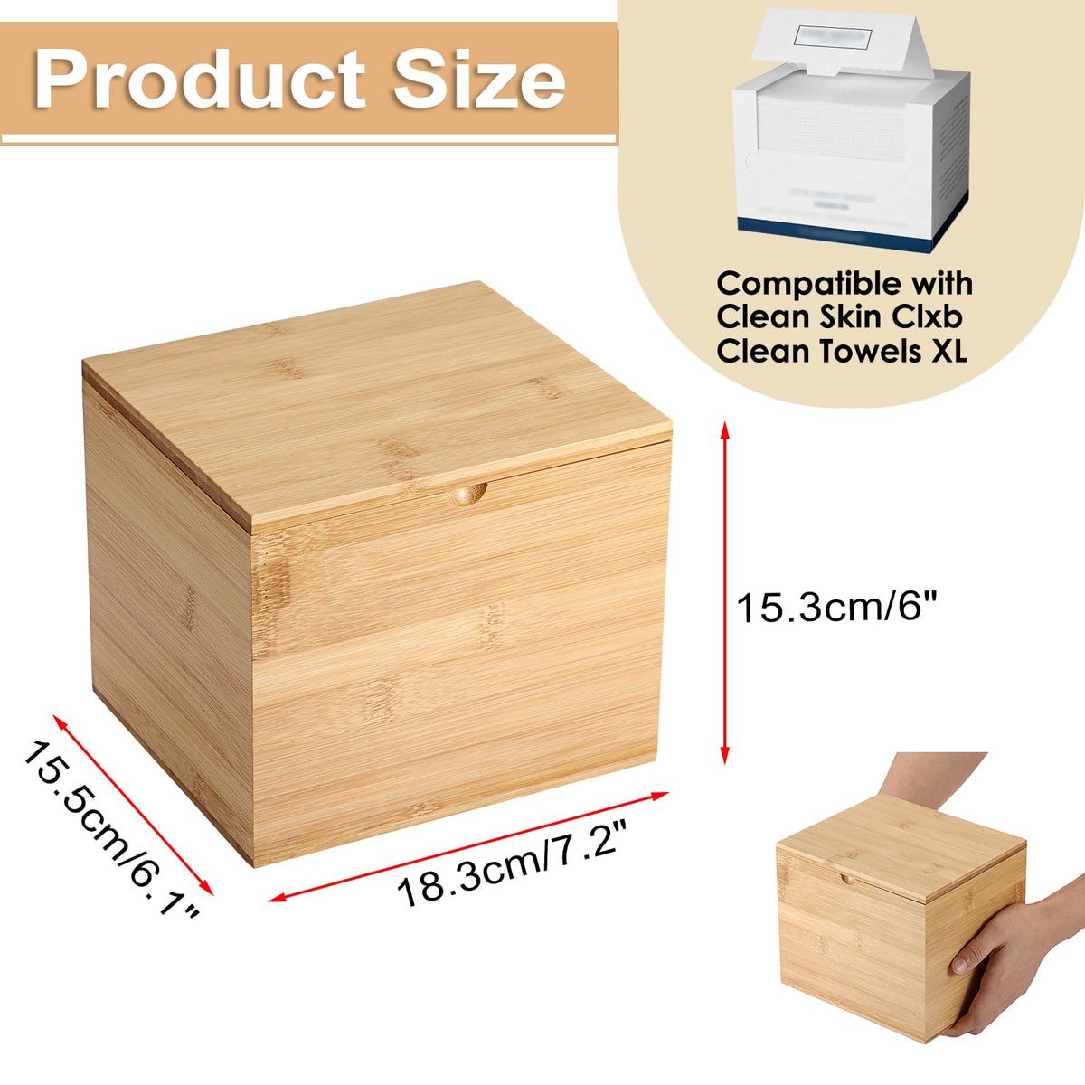 Bamboo Facial Towel Holder with Lid C540