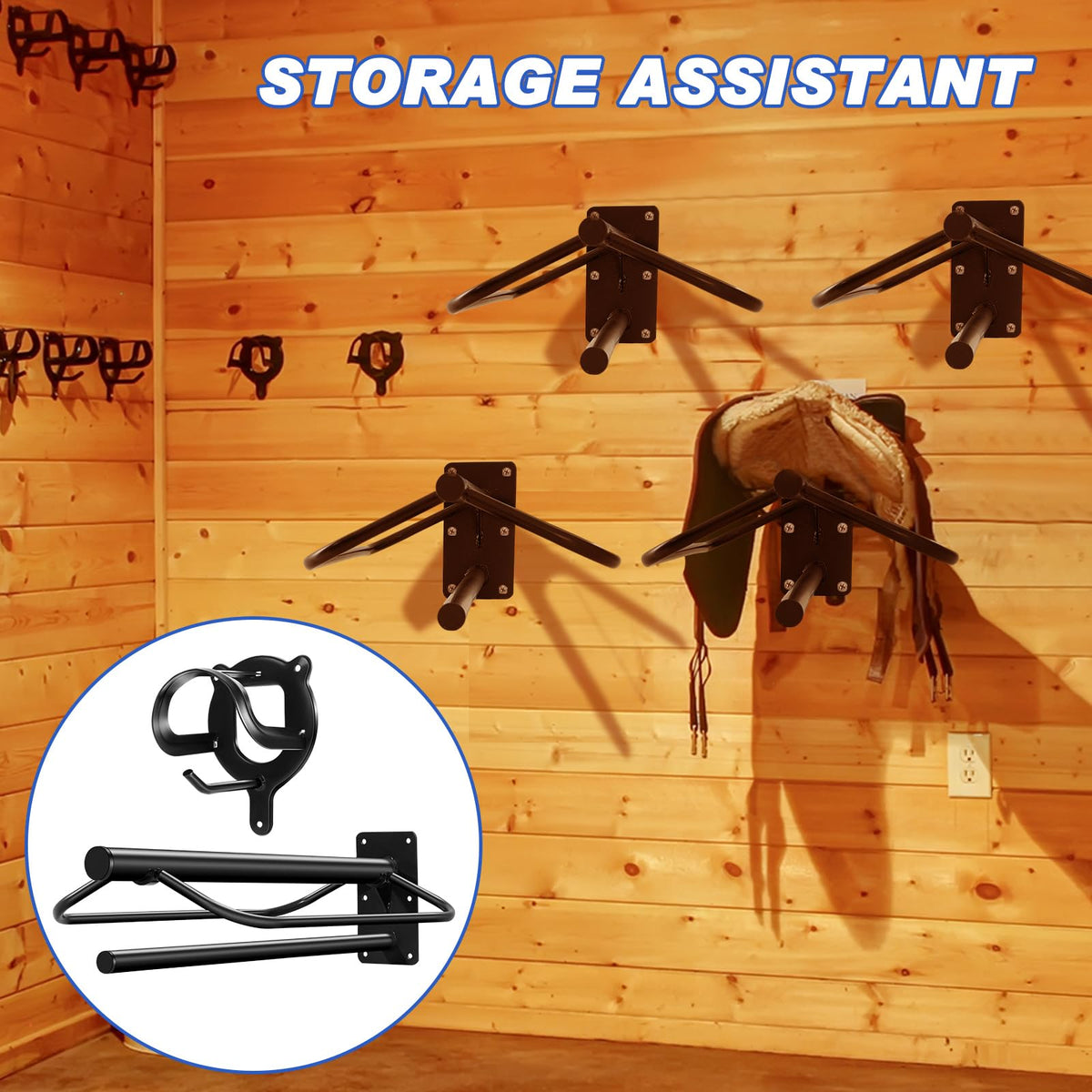 12 Pack Wall Mount Saddle Rack with Bridle Hooks P568658