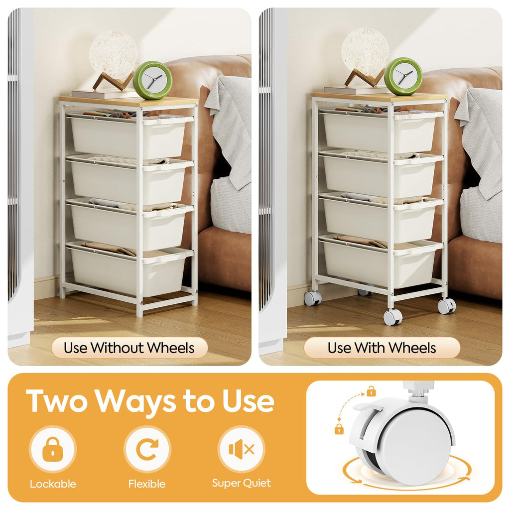 Slim Rolling Cart with 4 Drawers Y3575