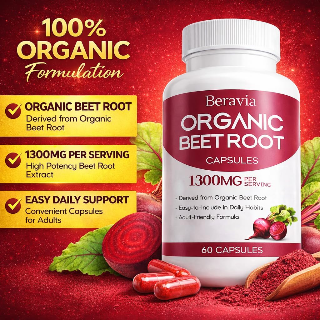 Organic Beet Root Capsules, 1300mg - 60 Capsules Z8556