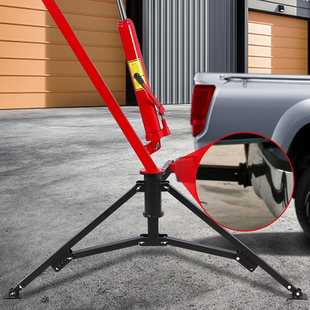 Hydraulic Pickup Truck Crane, 1000 Lbs Capacity, 360° Swivel, Red N2278