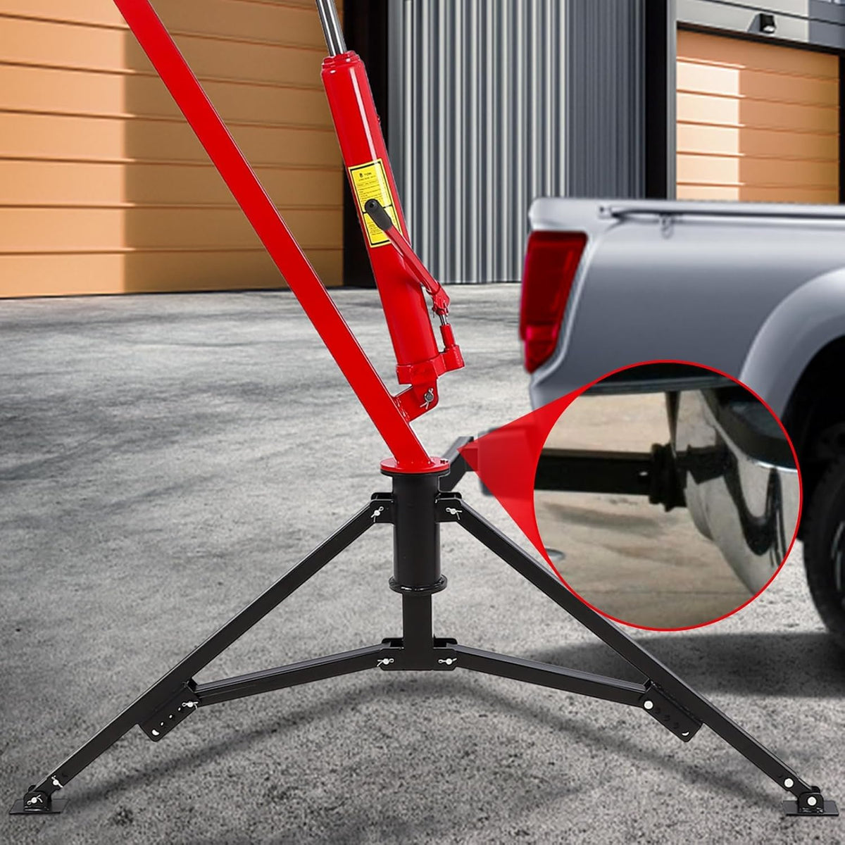 Hydraulic Pickup Truck Crane, 1000 Lbs Capacity, 360° Swivel, Red N2278
