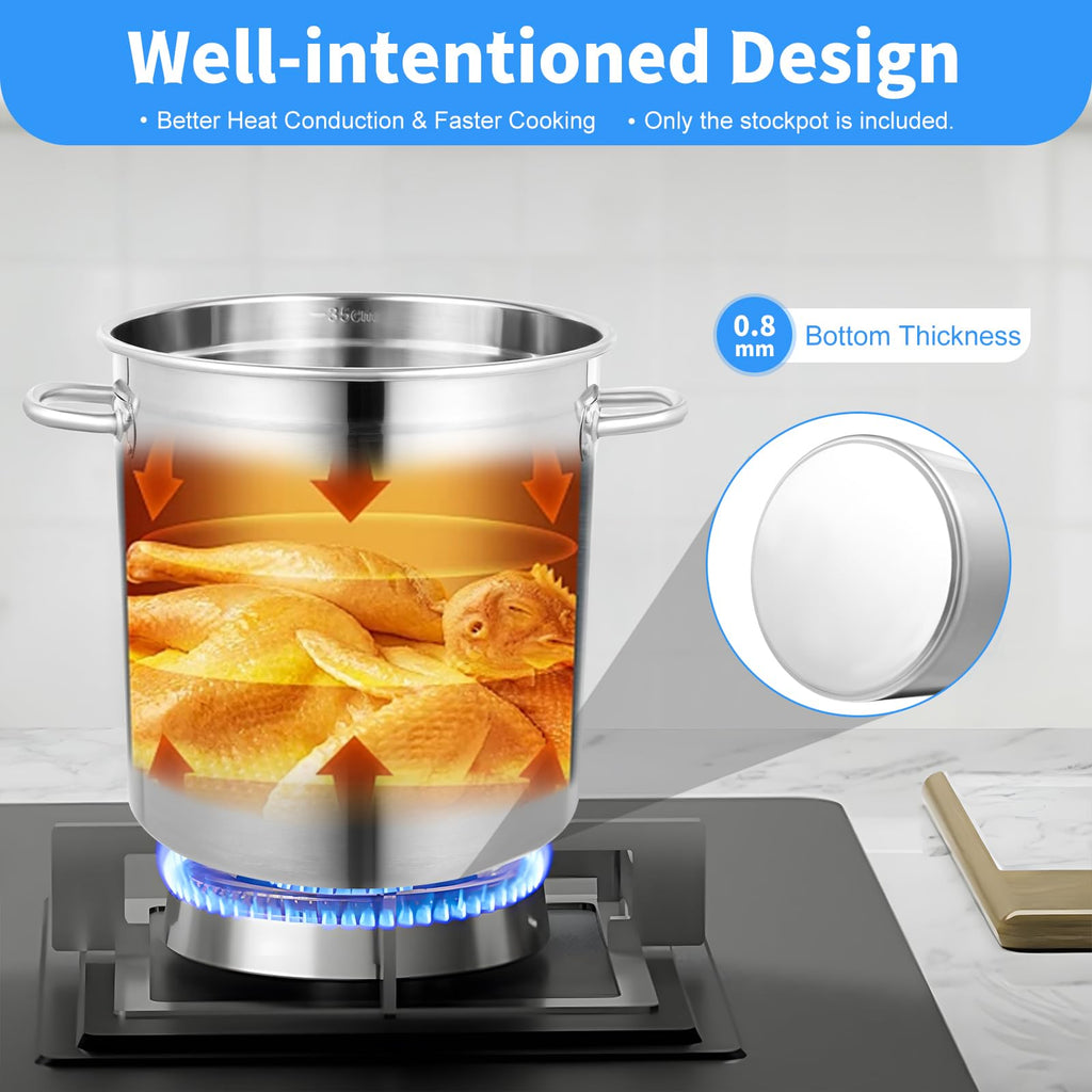 35L Stainless Steel Stockpot with Lid and 2 Handles H209853