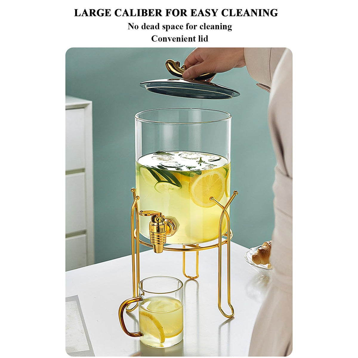 Glass Beverage Dispenser with Stand and Spigot K277473