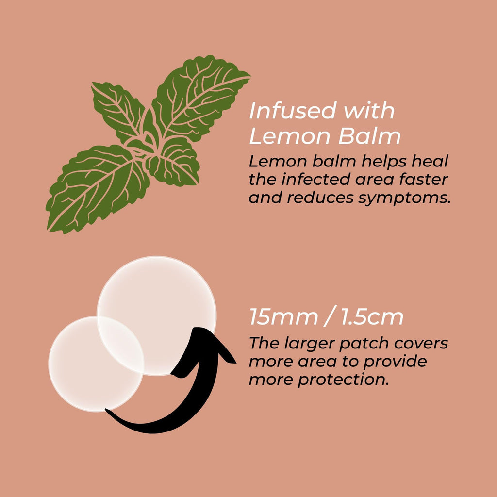 15 mm Hydrocolloid Cold Sore Patches with Lysine, Honey, Zinc & Lemon Balm, 24 Count Z378