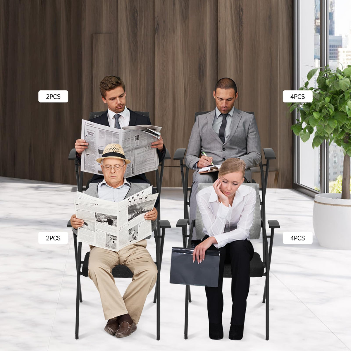 2 Pack Grey Mesh Office Chair with Arms Z44687