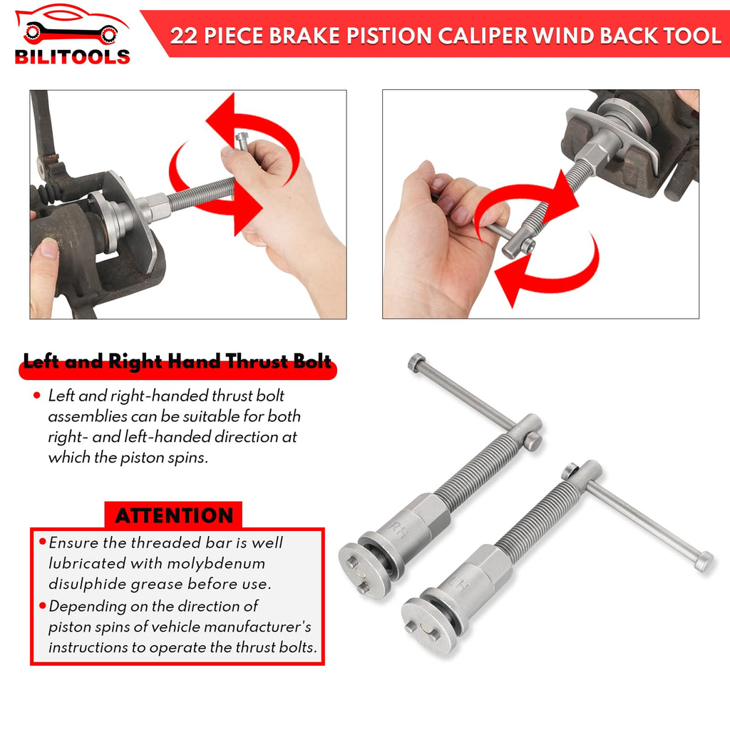 22-Piece Heavy Duty Brake Caliper Compression Tool with 18 Adapters E9402