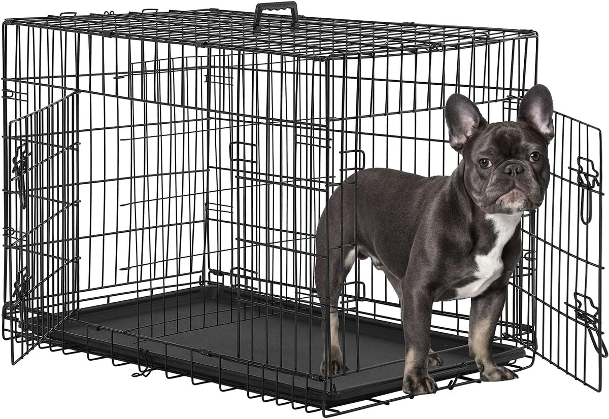 48 Inch Folding Metal Double Door Dog Crate with Divider Panel X60224