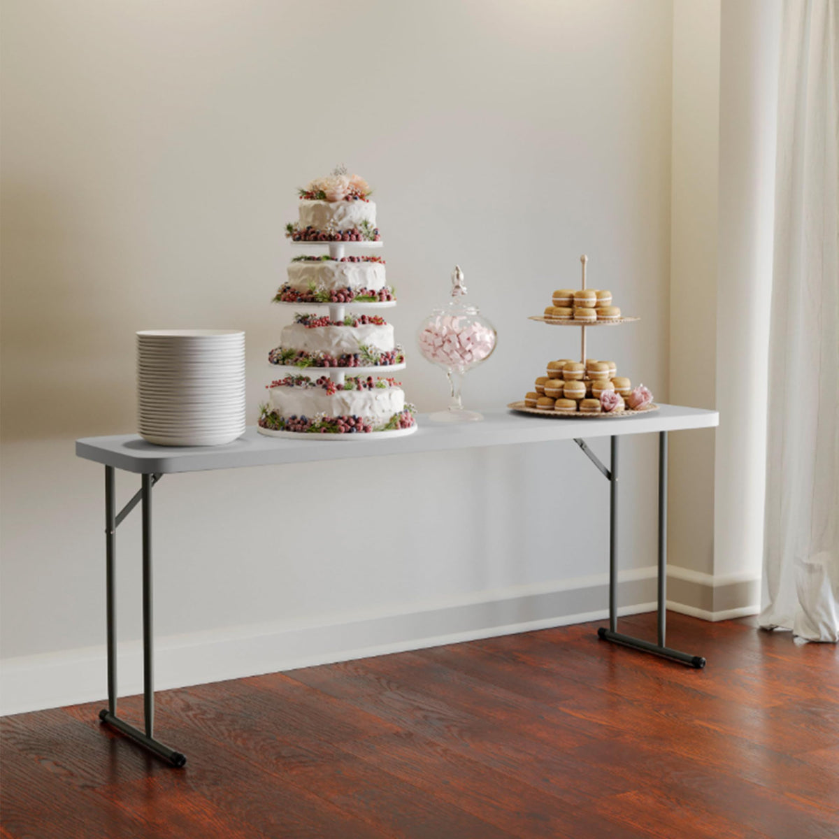 Plastic Folding Table, Granite White, 10-Pack Z61199