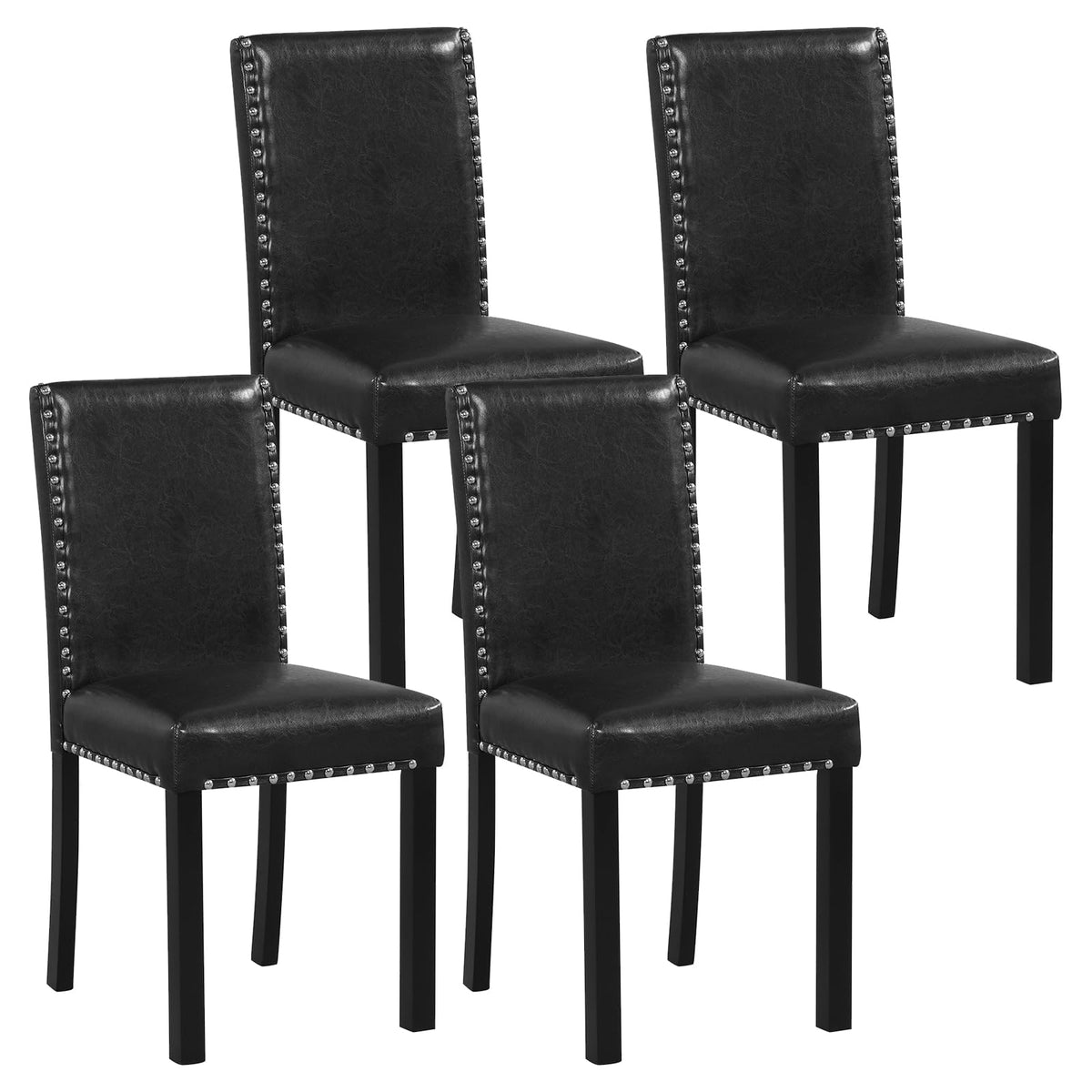 Black Faux Leather Upholstered Dining Chairs Set of 4 C612