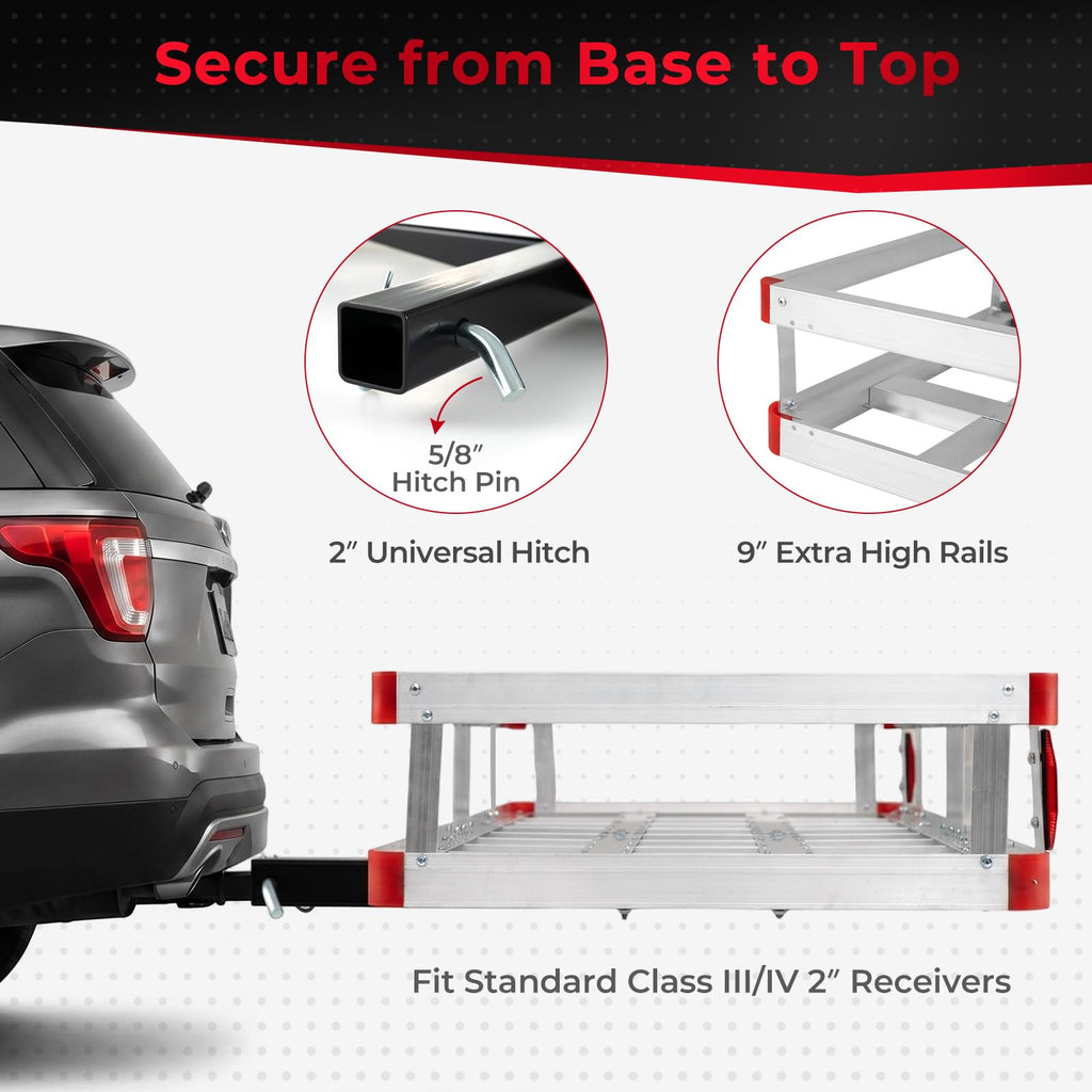 Aluminum Hitch Mount Cargo Carrier with 9" Side Rails, 500 lbs Capacity Z96489