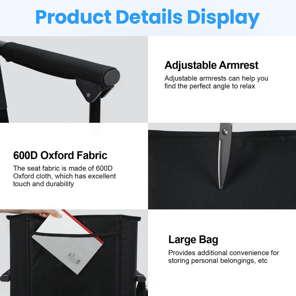 2 Pcs Folding Stadium Seats with Back Support & Cushion S6926