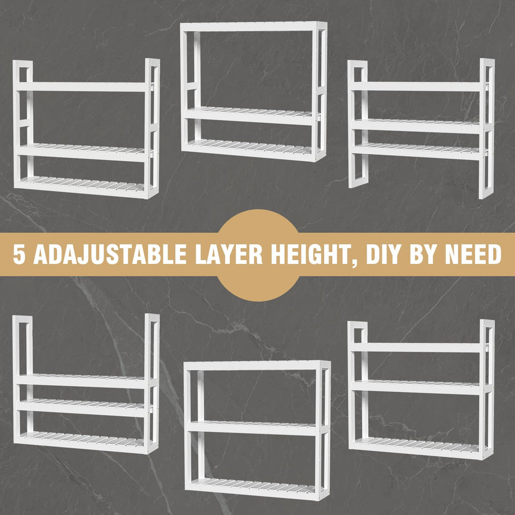 White 3 Tier Bamboo Bathroom Shelves H2843