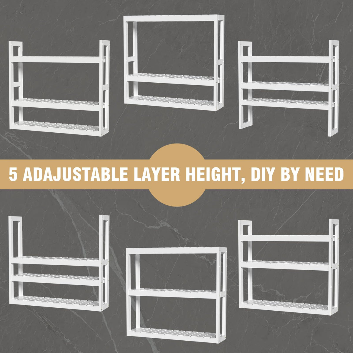 White 3 Tier Bamboo Bathroom Shelves H2843