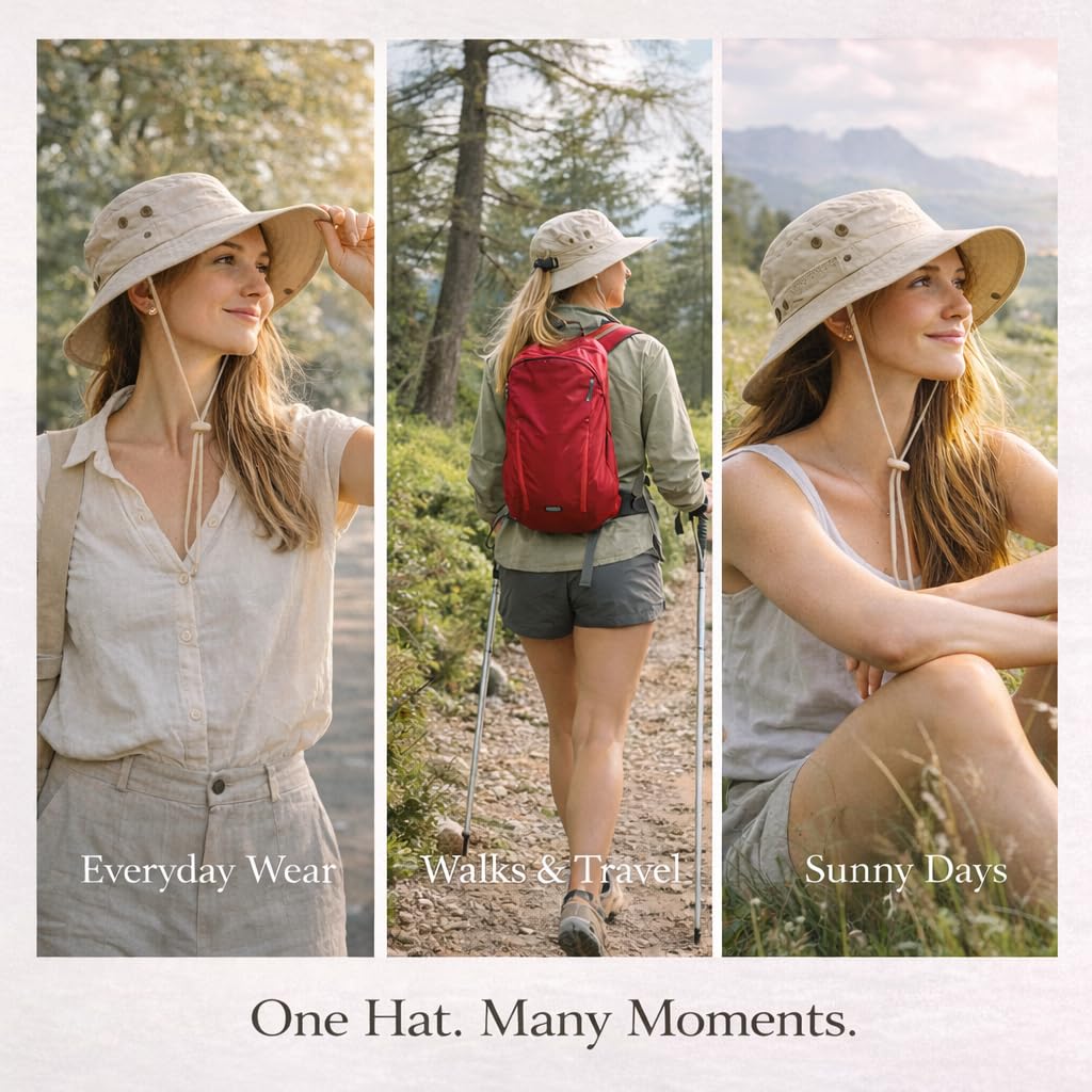 Ponytail Sun Hat Waterproof UPF 50+ Wide Brim I91193